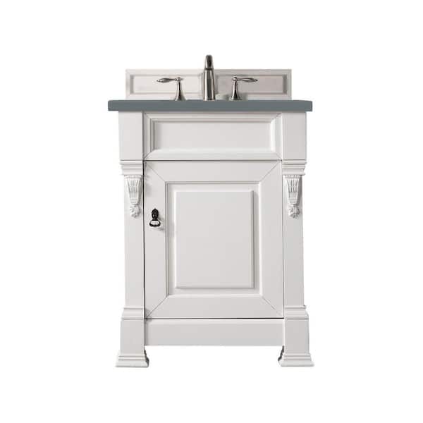 James Martin Vanities Brookfield 26 in. W x 23.5 in. D x 34.3 in. H Bathroom Vanity in Bright White with Cala Blue Quartz Top