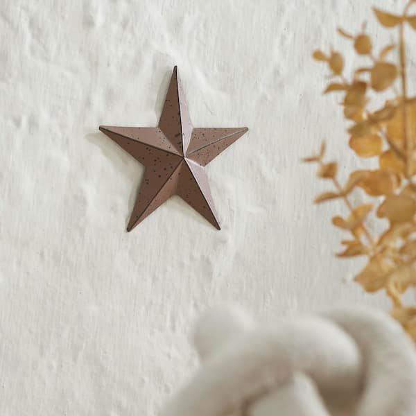 1-Piece 4 in. x 4 in. Speckled Rust Brown Distressed Metal Star Wall Decor