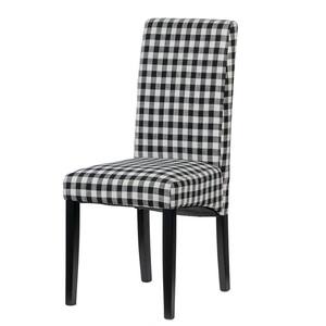 Black and White Fabric Wooden Frame Dining Chair (Set of 2)