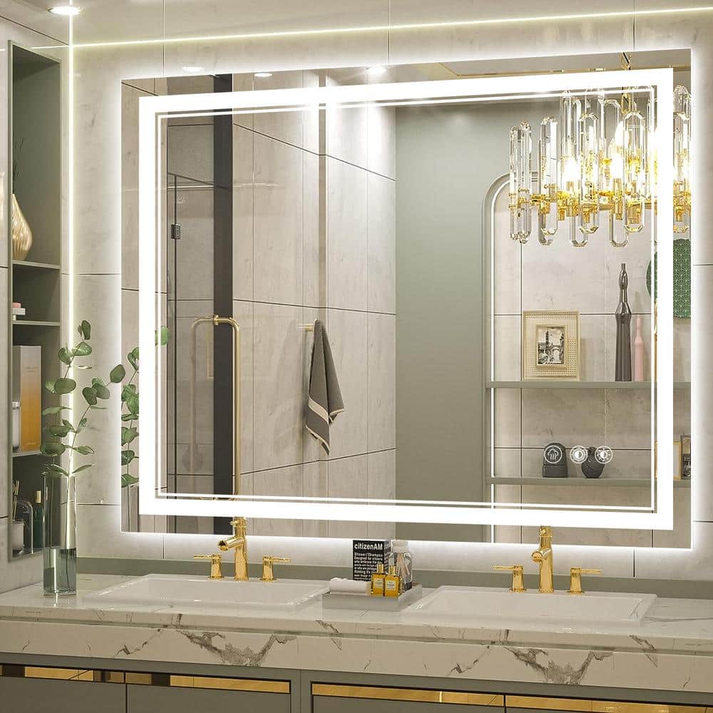 40 in. W x 32 in. H Rectangular Wall Mount Frameless Led Bathroom Vanity Mi