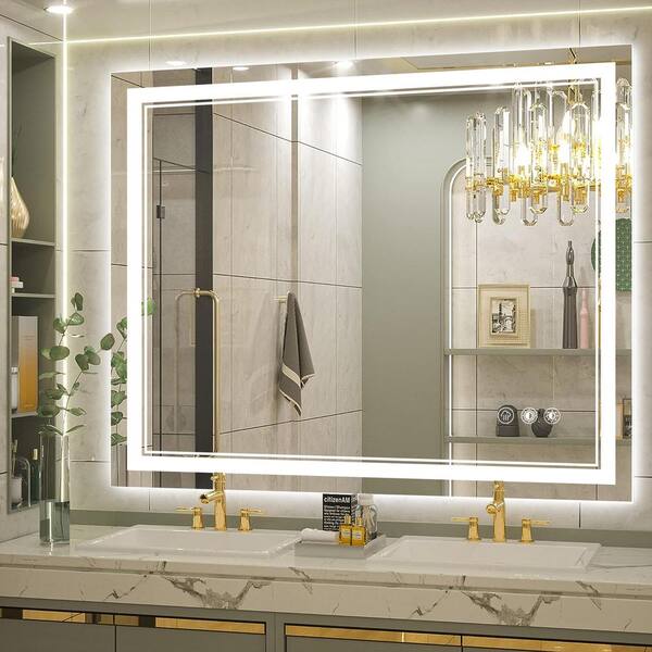 Qidian 40 in. W x 32 in. H Rectangular Wall Mount Frameless Led ...