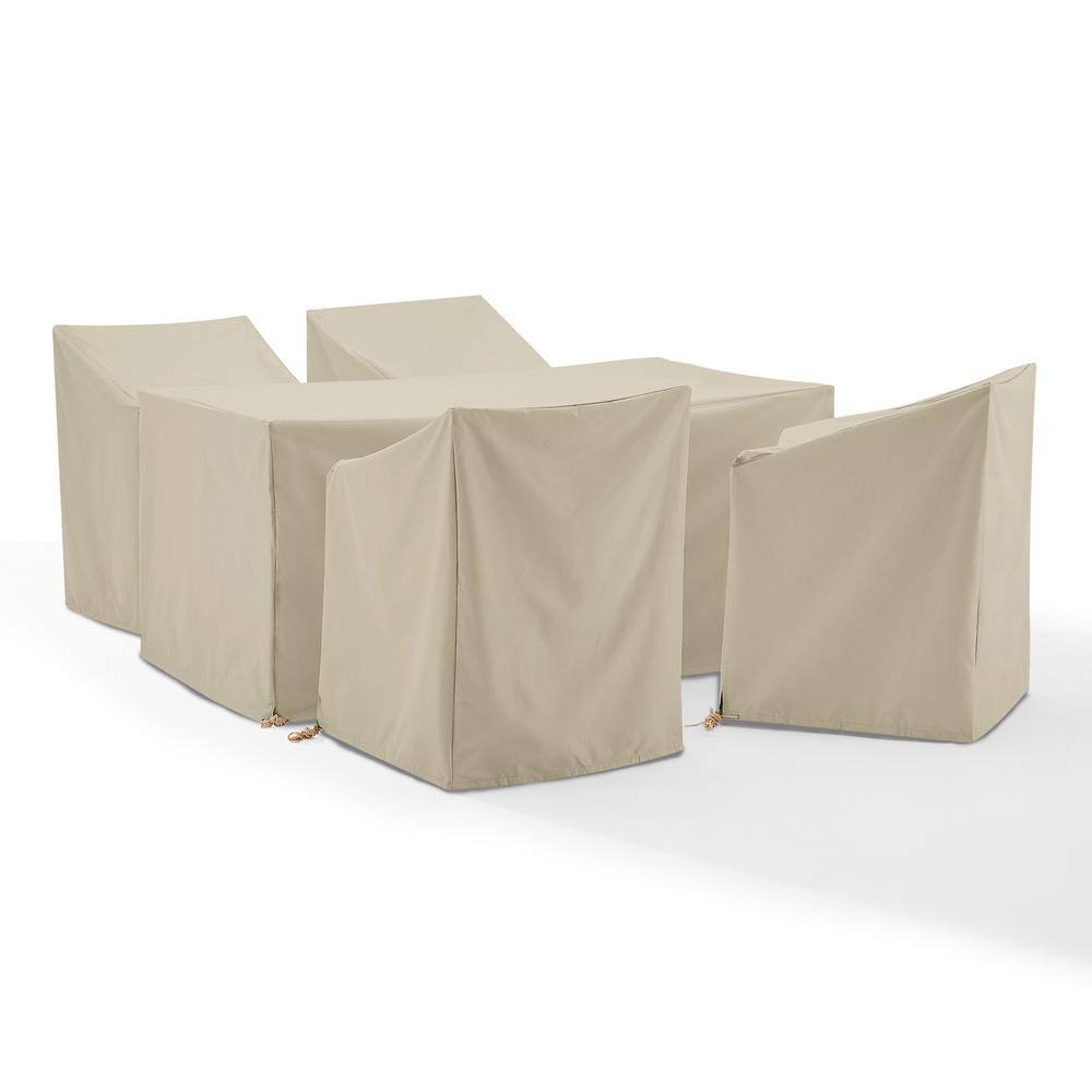 Tan Heavy-Duty Vinyl 5-Piece Outdoor Furniture Cover Set