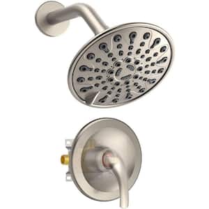 Single-Handle 6-Spray Patterns Round 6 in. Detachable Shower Head Shower Faucet in Brushed Nickel (Valve Included)