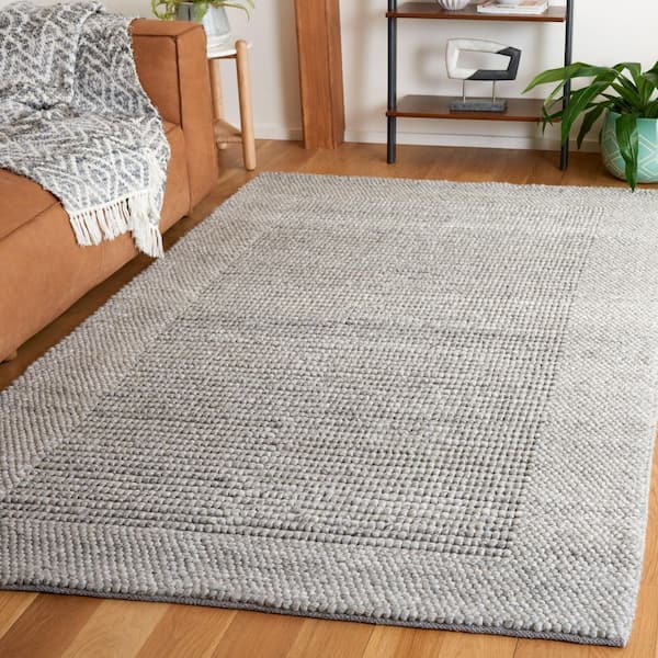 Natura 5 ft. x 8 ft. Gray Solid Border Area Rug