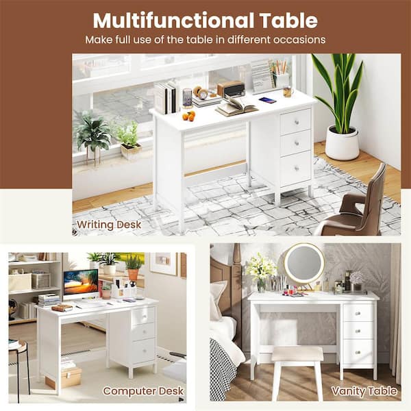 Costway Home Office Computer Desk White Study Desk Laptop Table With Drawer & Storage Shelf, Color: White, Model: P12I-10N4-AG3IT - View #5