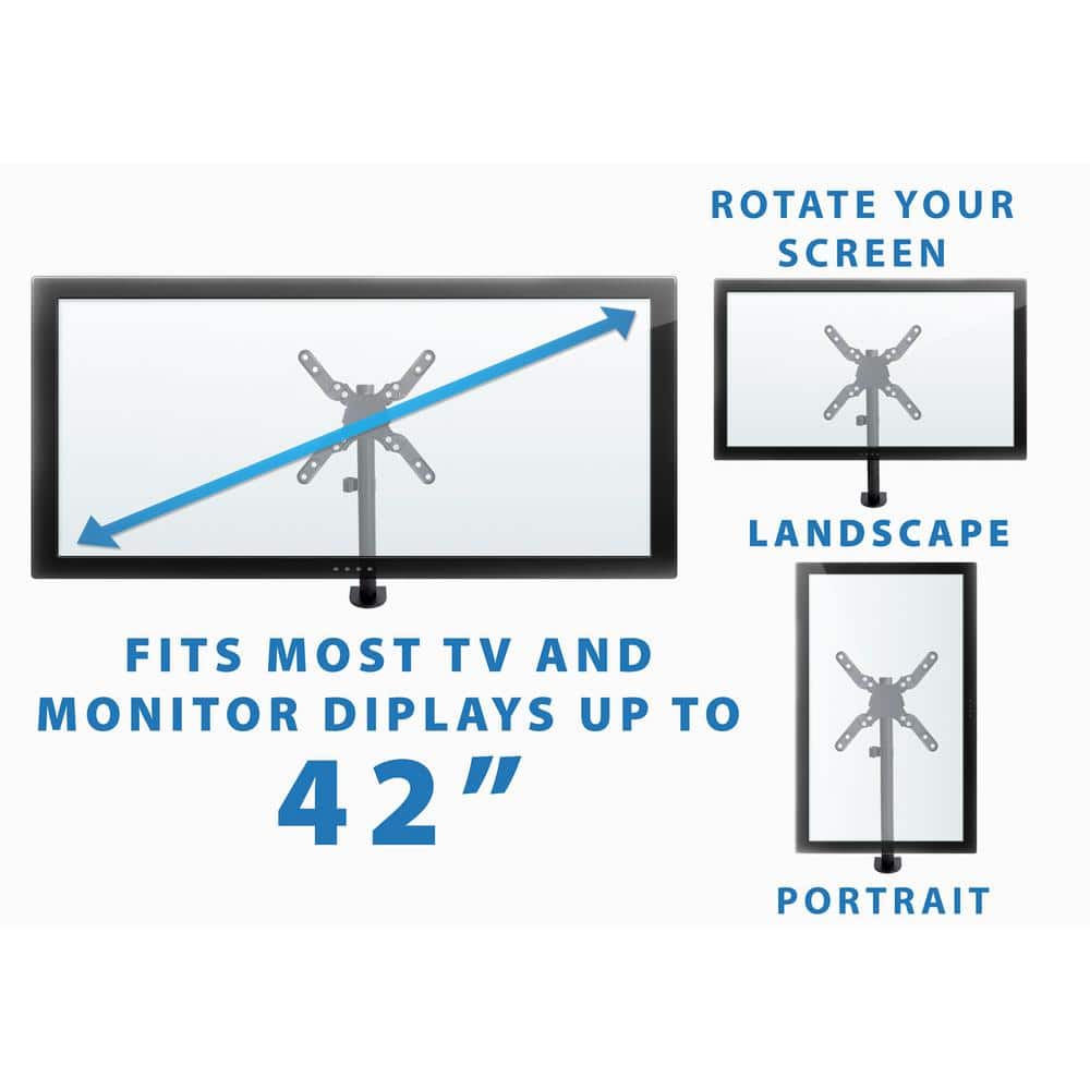 Black Heavy-Duty Adjustable Desk Mount for Monitors and TVs up to 42"