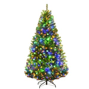 8 ft. Green PreLit LED Artificial Christmas Tree with Color Changing Mini Lights