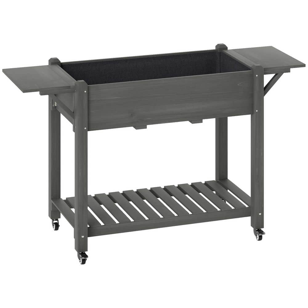 37 in. x 18.1 in. x 7.1 in. Raised Garden Bed, Wood Elevated Planter Box wi