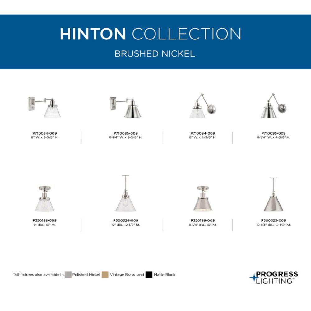 Hinton Brushed Nickel 1-Light Semi-Flush Mount Ceiling Light