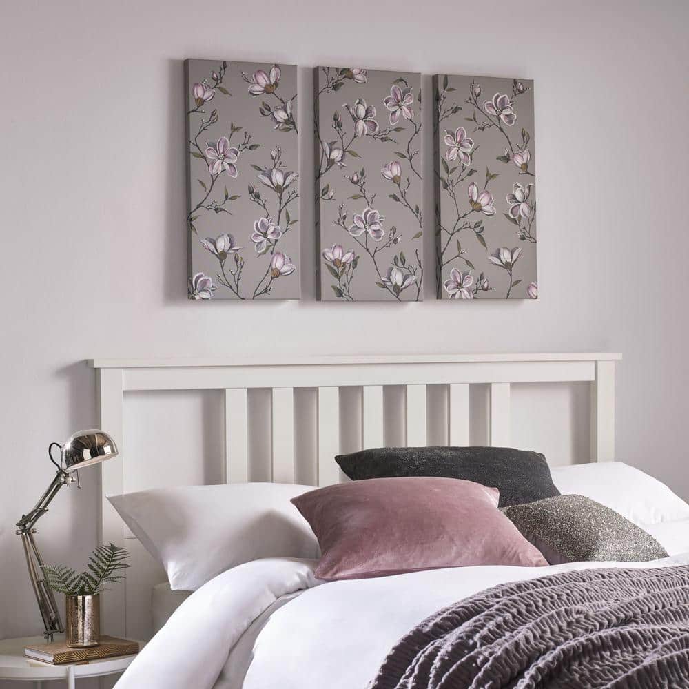 Magnolia Daydream Floral Gray Canvas Wall Art Set