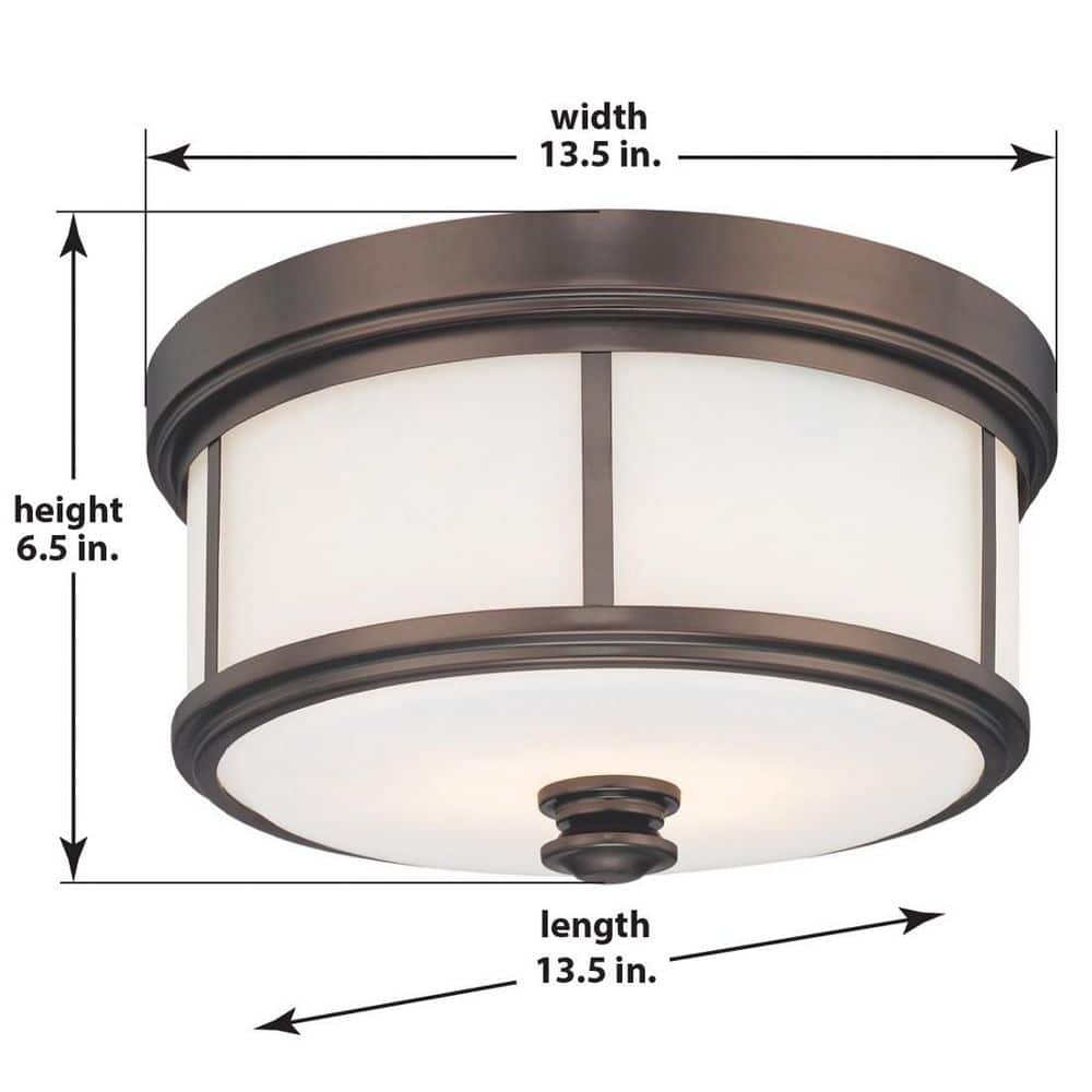 Harvard Court Bronze Etched Opal Glass Drum Flush Mount Light