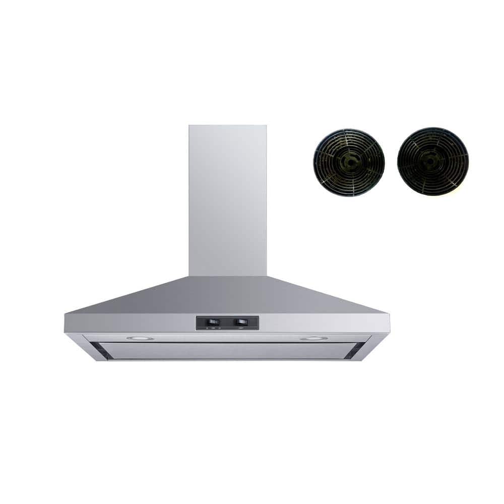 Winflo 30 in. Convertible Wall Mount Range Hood in Stainless Steel with Mesh Filter, Charcoal Filters and Stainless Steel Panel, Silver