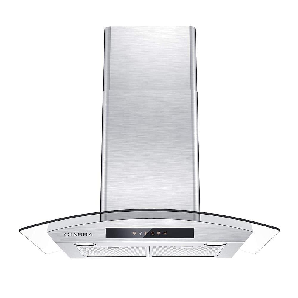 30 in. 450 CFM Wall Mounted Range Hood in Stainless Steel with 3-Speed Exhaust Fan, Auto Shut Off
