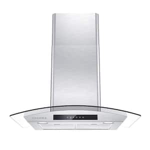 30 in. 450 CFM Wall Mounted Range Hood in Stainless Steel with 3-Speed Exhaust Fan, Auto Shut Off