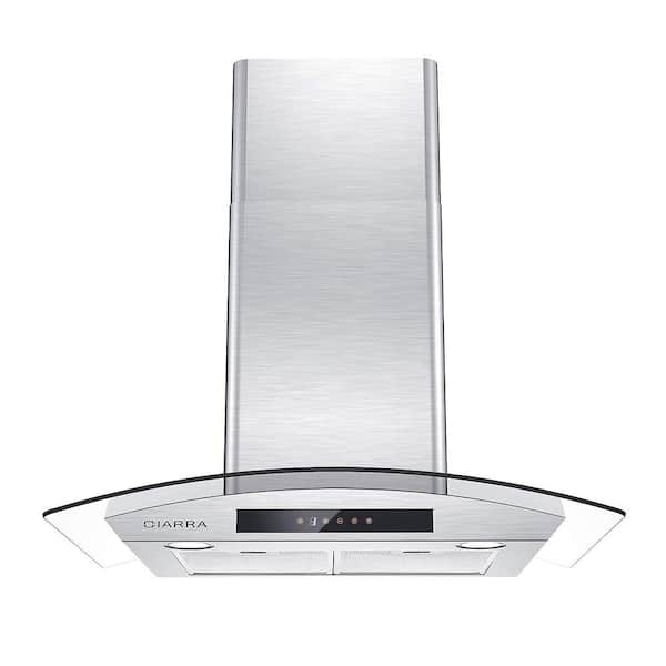 JEREMY CASS 30 in. 450 CFM Wall Mounted Range Hood in Stainless Steel with 3-Speed Exhaust Fan, Auto Shut Off
