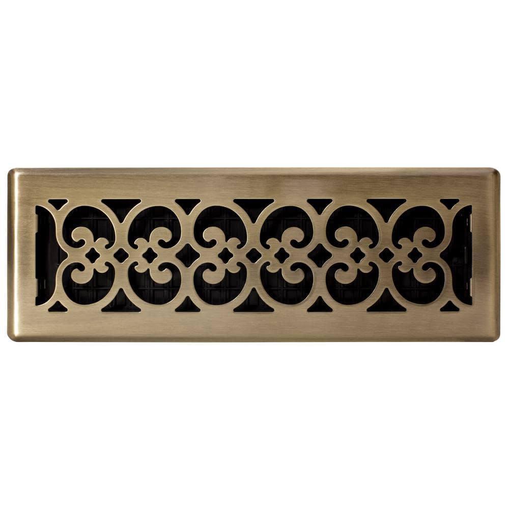 Antique Brass Decorative Steel Floor Register 4x14