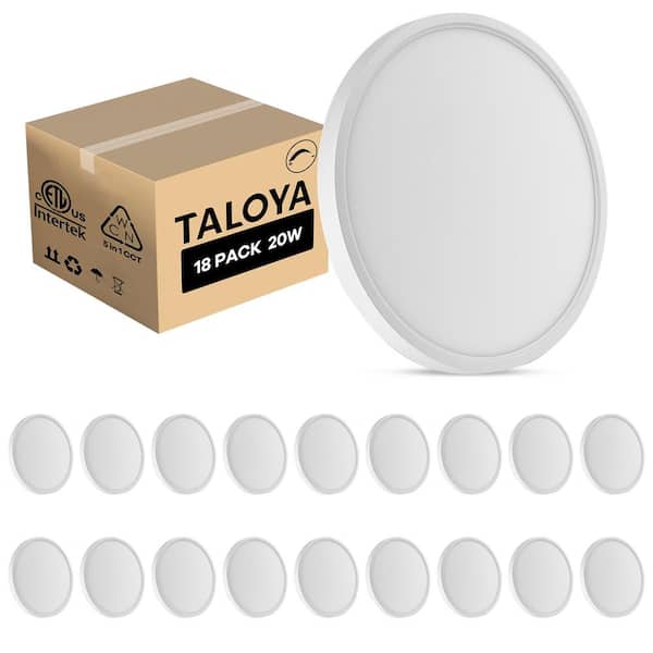 18-Pck 12 in. 20-Watt 5-Color White Indoor Selectable LED Flush Mount Dimmable Ceiling Light 2000 Lumens