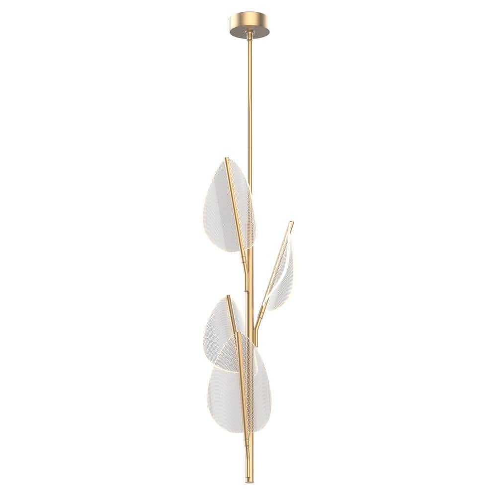 Flora Art Deco Inspired Natural Brass LED Pendant Light
