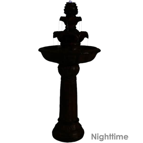 Sunnydaze Ornate Elegance Outdoor Solar Fountain with Battery - Rustic