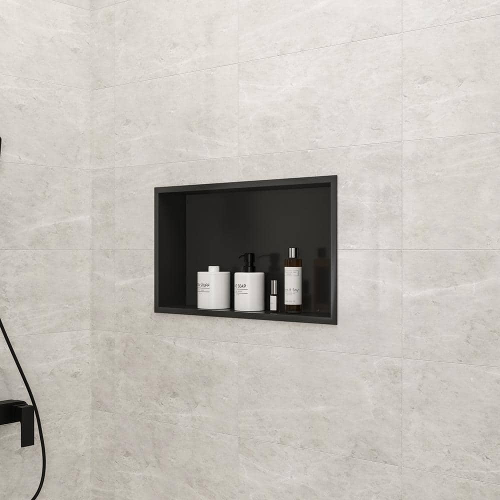 Matte Black Stainless Steel Rectangular Wall Mount Shower Niche
