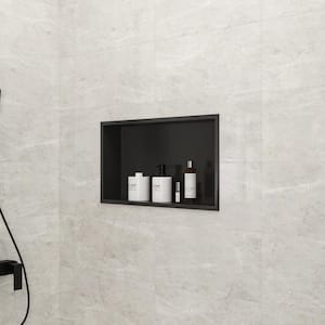 Shampoo Soap Niche 25 in. W x 14 in. H x 4 in. D Stainless Steel Shower Niche Single Shelf in Matte Black