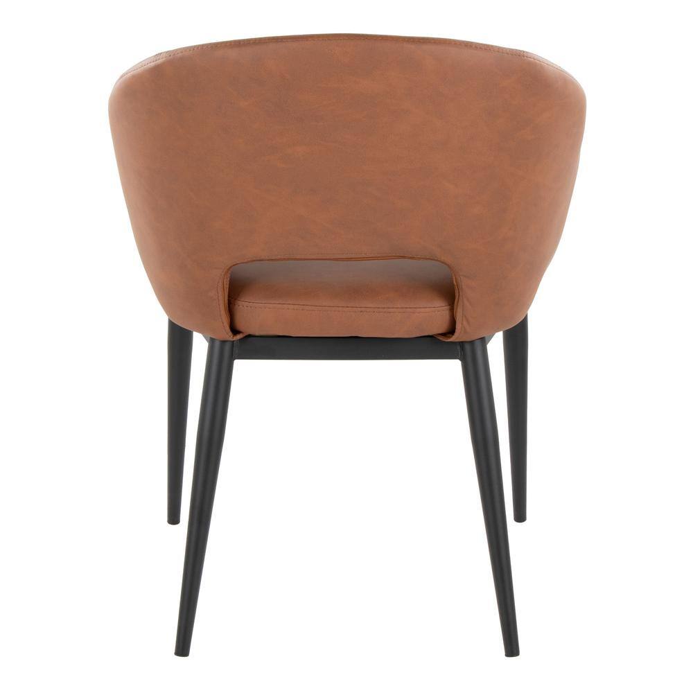 Camel Faux Leather Upholstered Side Chair with Black Metal Legs
