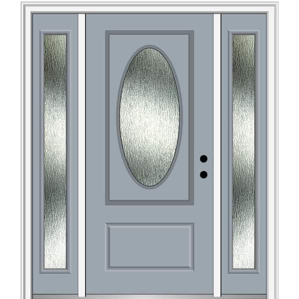 MMI Door 60 in. x 80 in. Left-Hand Inswing Rain Glass Storm Cloud Fiberglass Prehung Front Door on 4-9/16 in. Frame