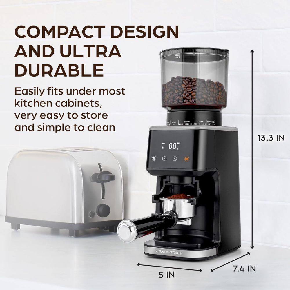 Black Stainless Steel Electric Burr Coffee Grinder with Adjustable Grind