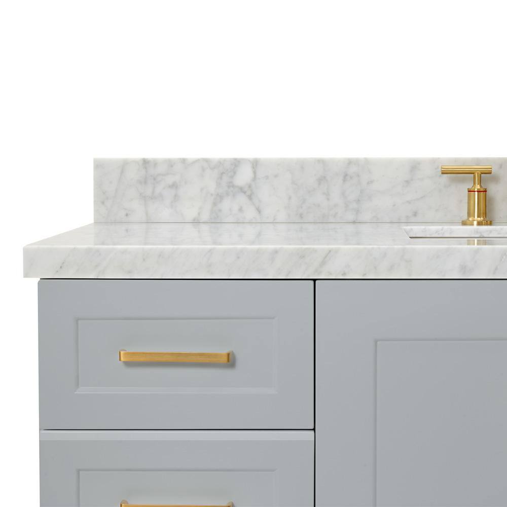 Taylor 55" Grey Wood Freestanding Single Basin Vanity with Marble Top