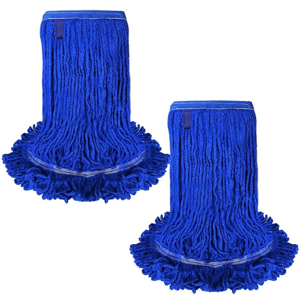BISON LIFE 5 in. Loop End Commercial String Mop Blended Mop Head Replacement Refill 32 oz. Dark Blue (2-Pack)