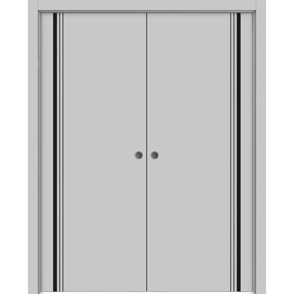 84 in. x 84 in. 2 Panel Matte Grey Finished Solid Wood with Honeycomb Sliding Door with Hardware price history on PriceWatchPro