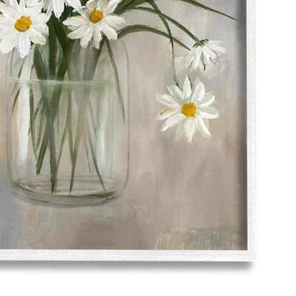 Stupell Industries Daisy Bloom Bouquet Potted Flowers Abstract Pattern White Framed Giclee, 11 x 14