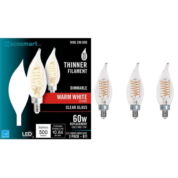 EcoSmart 60-Watt Equivalent BA11 Dimmable E12 Candelabra EcoSmart 60-Watt Equivalent BA11 Dimmable E12 Candelabra