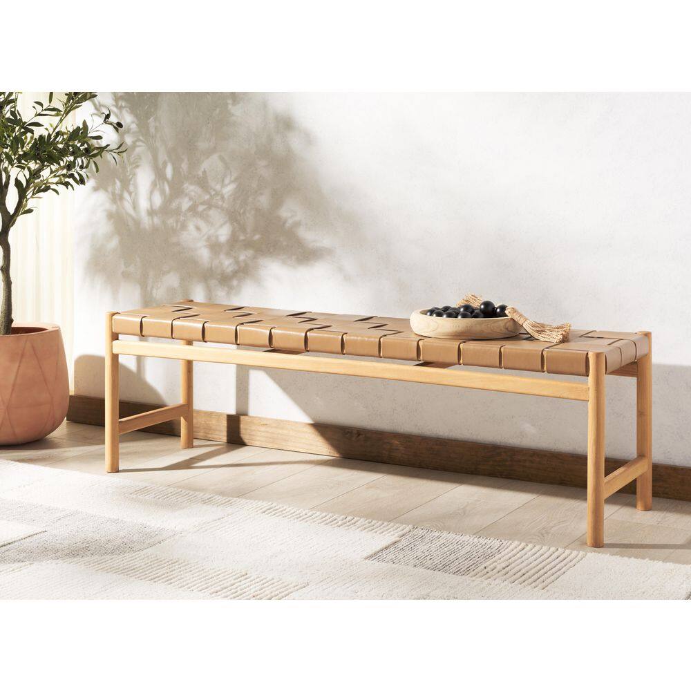 Devnie 59.1 in. Brown/Natural Entryway Bench price history on PriceWatchPro