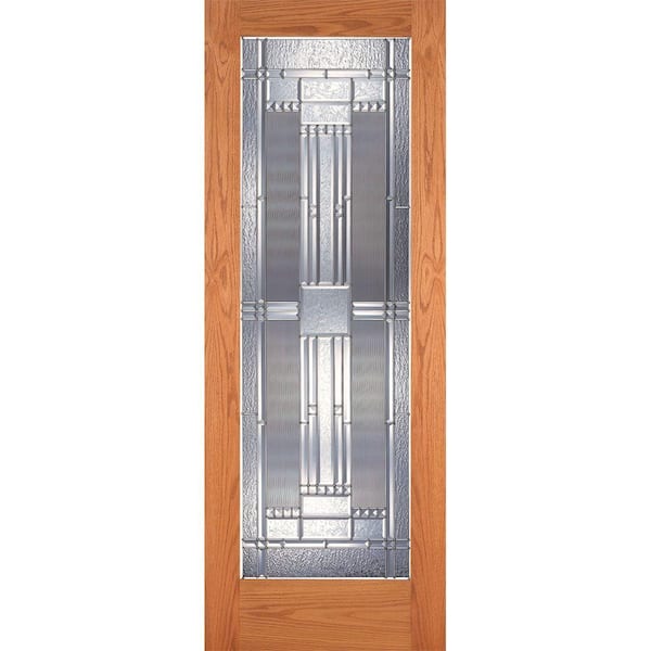 Feather River Doors 28 in. x 80 in. 1 Lite Unfinished Oak Preston Zinc Woodgrain Interior Door Slab