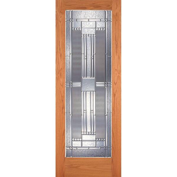 Feather River Doors 36 in. x 80 in. 1 Lite Unfinished Oak Preston Zinc Woodgrain Interior Door Slab