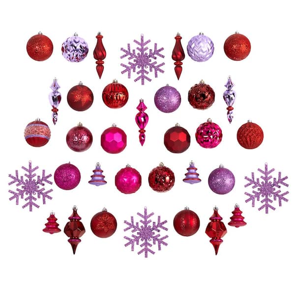 Nearly Natural Holiday Deluxe 3.0 in. Multicolor Shatterproof Assorted Ornaments (50-Pack)
