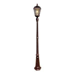 Royal Bulb Brushed Bronze 1-Light Solar Post Light and Lamp Post with Warm White LED Bulb
