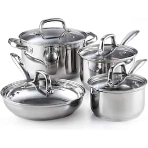 8-Piece Stainless Steel Cookware Set in Silver