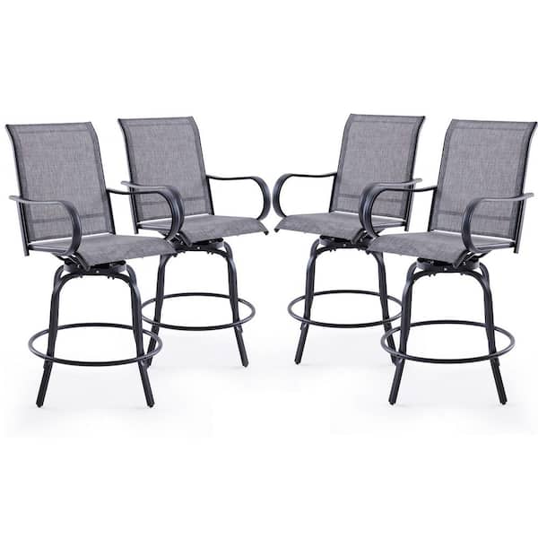 Outdoor Swivel Patio Bar Stools Set of 4, Metal Outdoor Bar Stool with Textilene Fabric, Outdoor Bar Height Chairs
