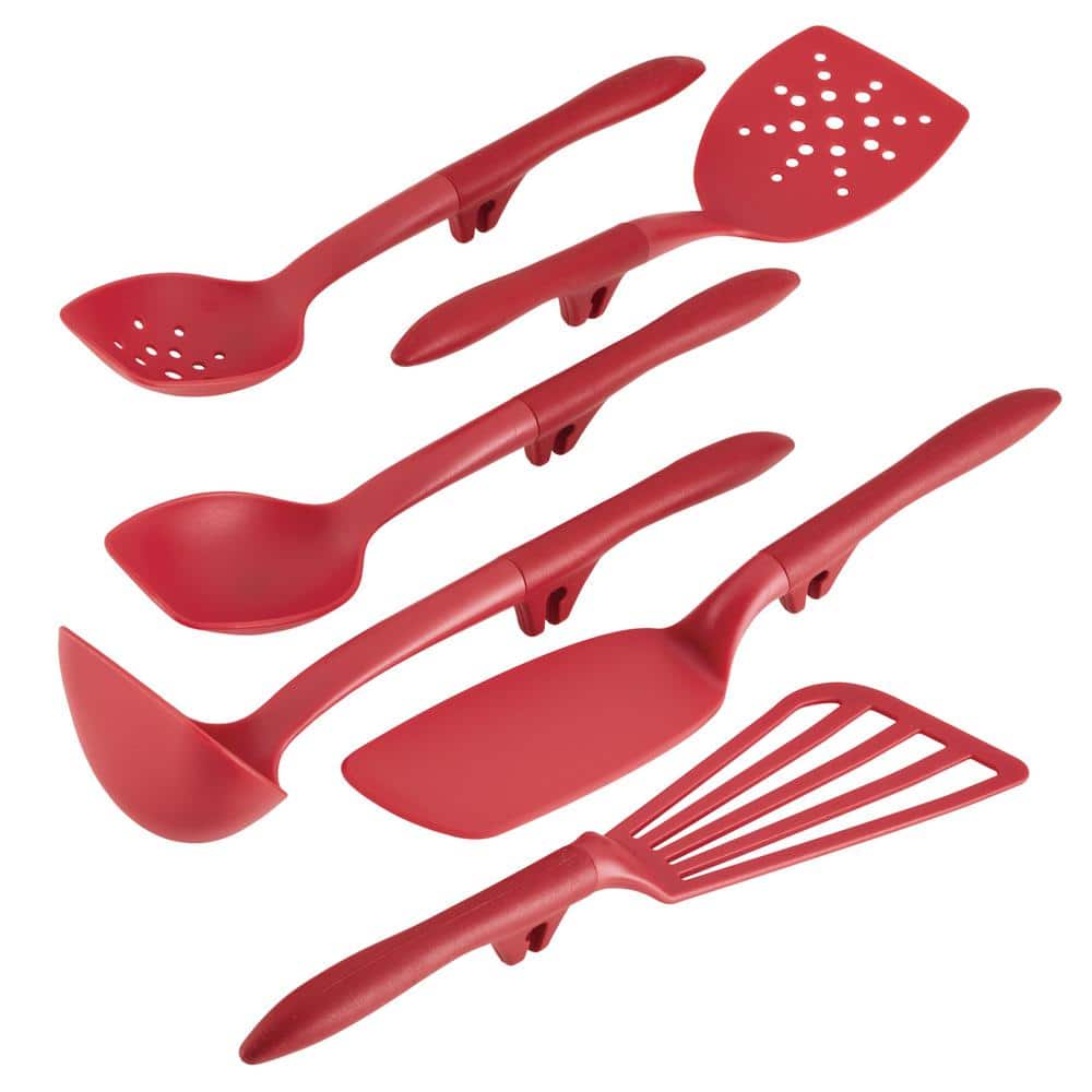 42 Pieces Red Kitchen Cooking Utensils Set With Holder Nonstick Silicone  Utensil