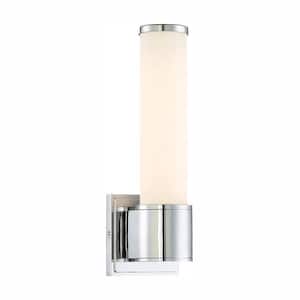 Linden 4 in. Integrated LED Chrome Contemporary Wall Sconce with Opal Glass Shade