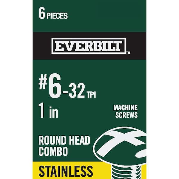 Everbilt #6-32 x 1 in. Combo Round Head Stainless Steel Machine Screw (6-Pack)