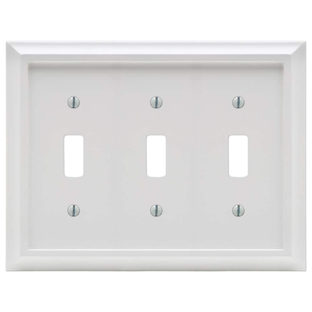 White Composite Triple Toggle Light Switch Wall Plate