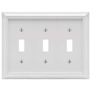 Deerfield 3 Gang Toggle Composite Wall Plate - White