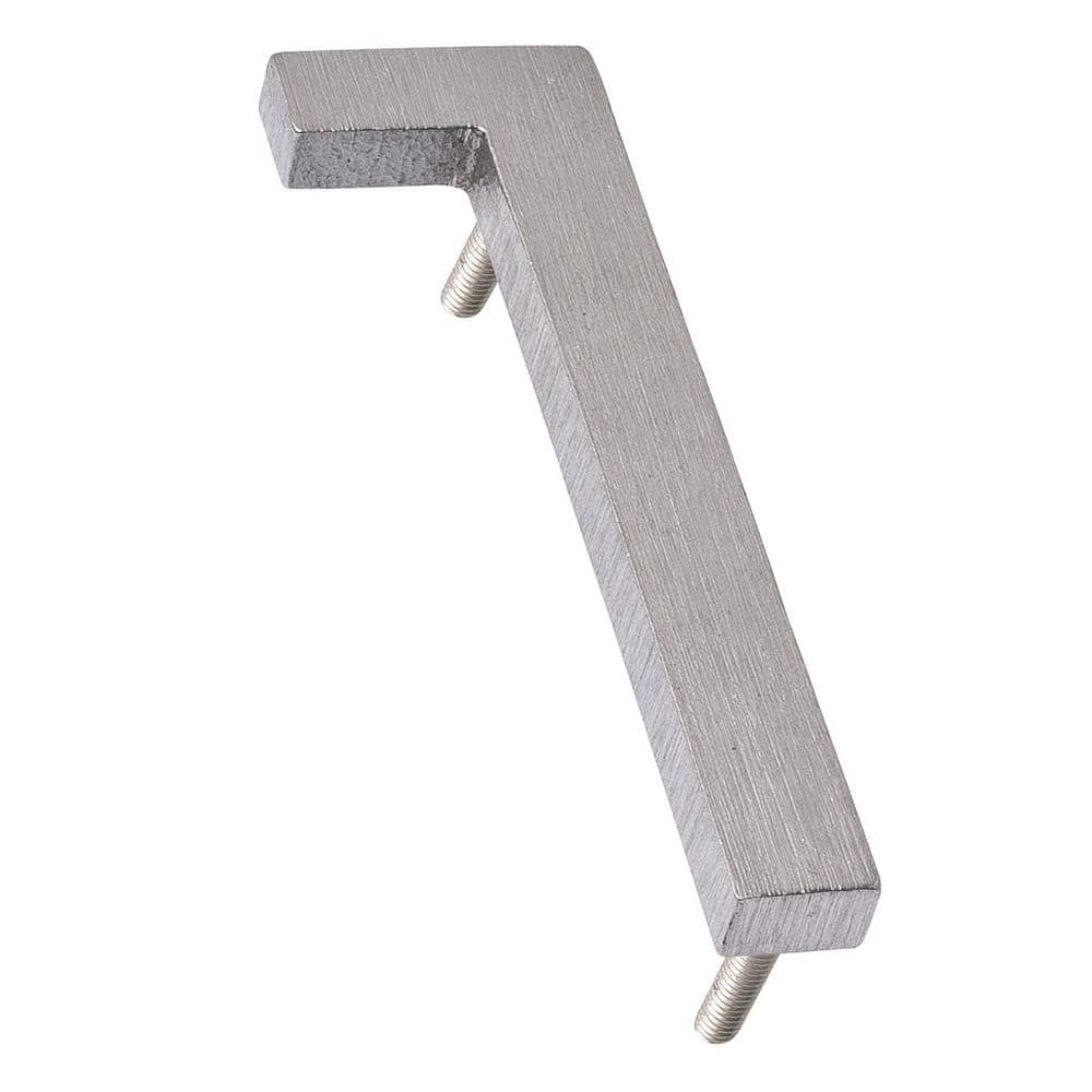 Brushed Aluminum Floating Modern House Number 1, 4-inch