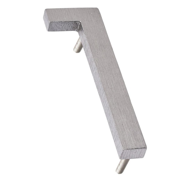 4 in. Brushed Aluminum Floating or Flat Modern House Number 1