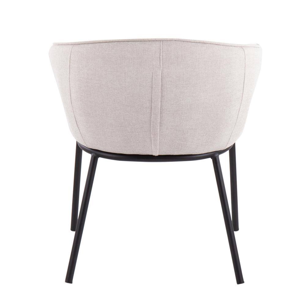 Cream Upholstered Arm Chair with Black Steel Frame