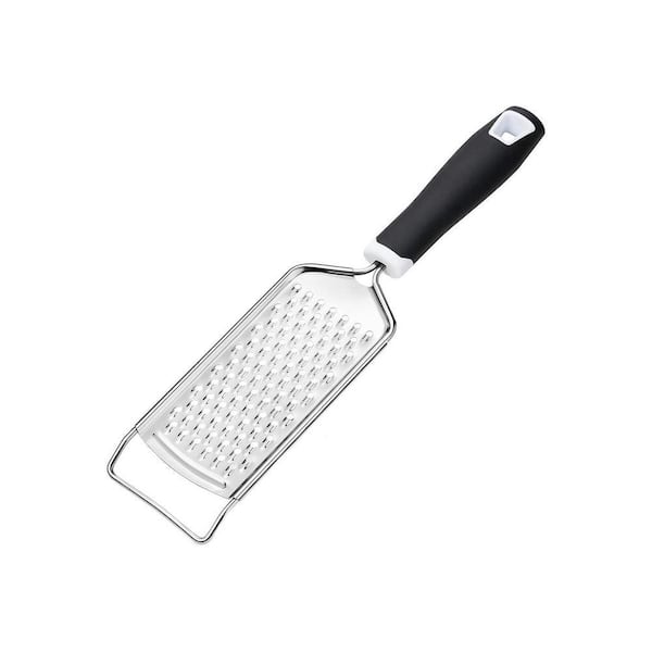 Professional Kitchen Cheese Grater Stainless Steel Metal Zester Black with Soft Grip Handle for Cheese Chocolate