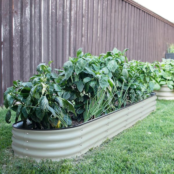 VEIKOUS Pearl White Galvanized Steel Raised Garden Bed 9-in-1 Planter Box Outdoor, 96 in. L x 24 in. W x 11.1 in. H